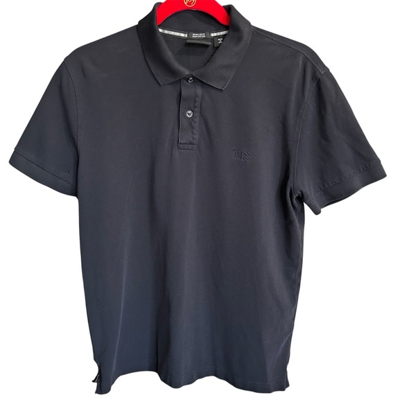 BOSS Hugo Boss Polo Shirt Boys Large Black 100% Pima Cotton - Picture 1 of 8